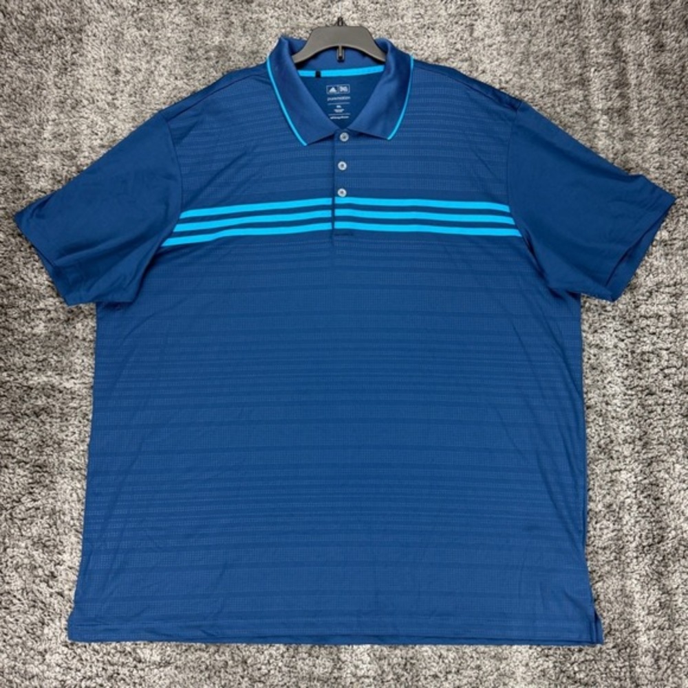 Adidas Puremotion Men 2XL Blue Golf Performance Polo Shirt Short Sleeve Athletic